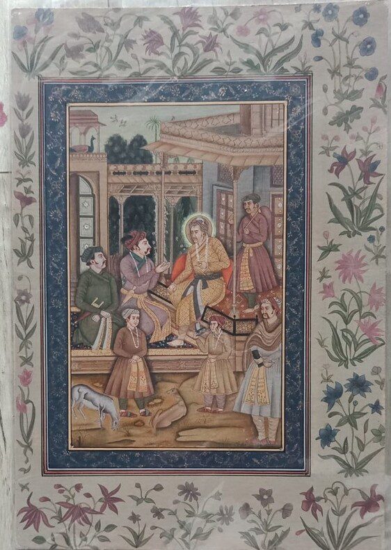 Akbar Visited by Jahangir and Daniyal | Handmade Mughal Miniature Reproduction